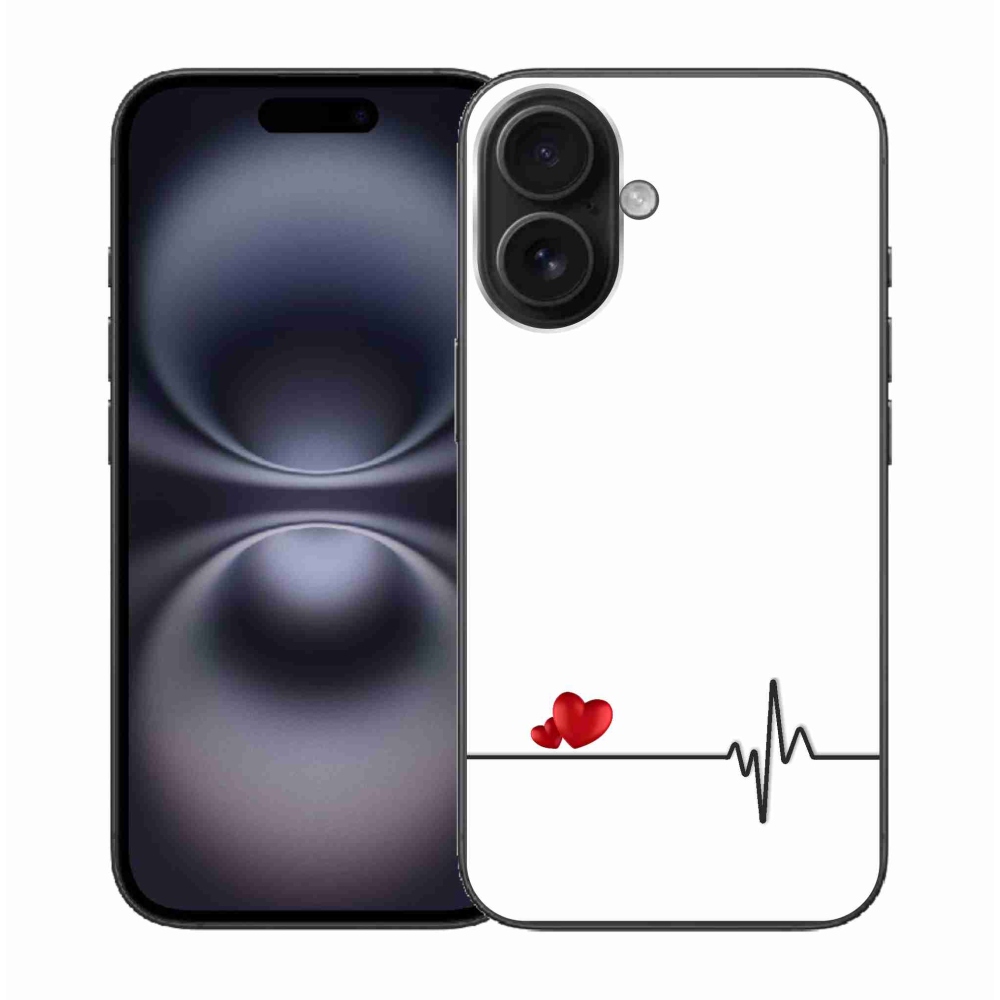 Gelový kryt mmCase na iPhone 16 - srdce a tep bílé pozadí