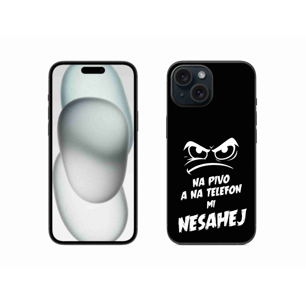 Gelový kryt mmCase na iPhone 15 - pivní motiv 2 černé pozadí