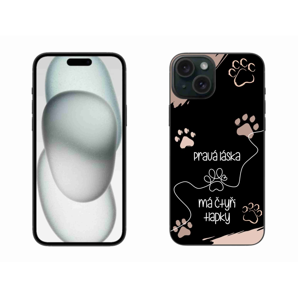 Gelový kryt mmCase na iPhone 15 Plus - psí motiv 1 černé pozadí
