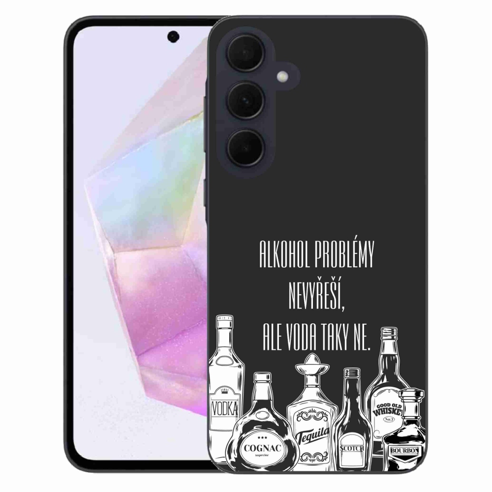 Gelový kryt mmCase na Samsung Galaxy A35 5G - vtipný text černé pozadí