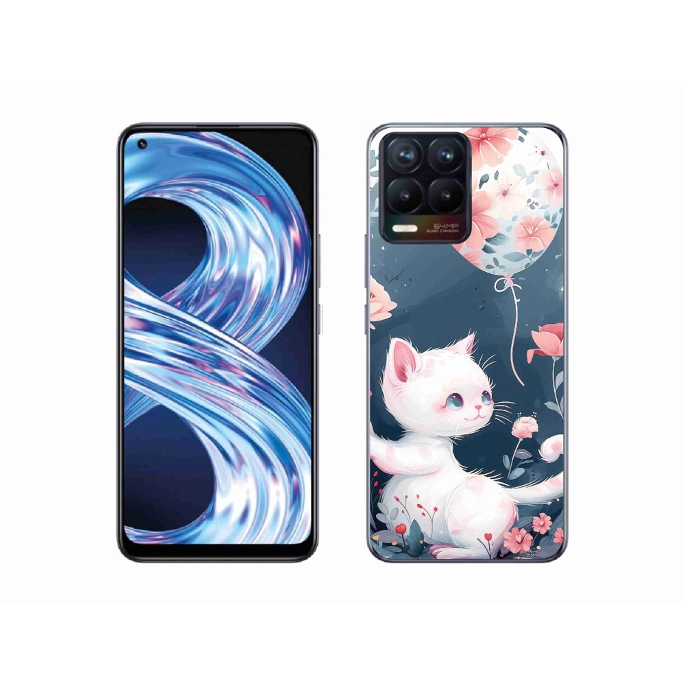 Gelový kryt mmCase na Realme 8 Pro - kotě s balónkem