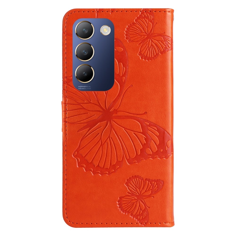 Big Butterfly knížkové pouzdro na Vivo V40 SE 4G/5G - oranžové
