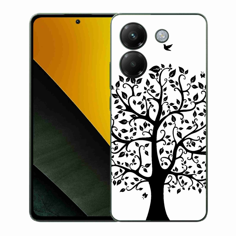 Gelový kryt mmCase na Xiaomi Poco M7 Pro 5G - černobílý strom