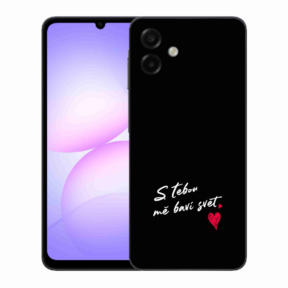 Gelový kryt mmCase na Samsung Galaxy A07 4G - zamilovaný text 1 černé pozadí