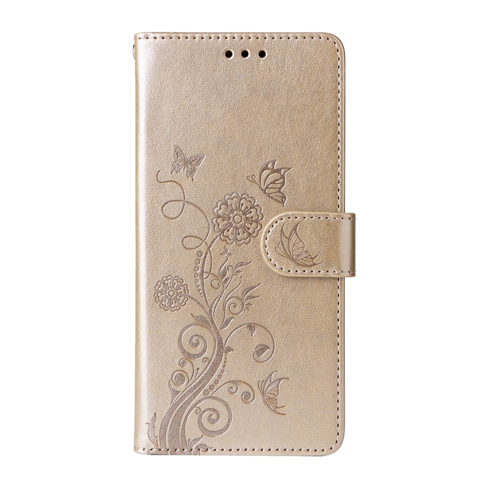 Flowery knížkové pouzdro na Xiaomi Redmi A5 (173.45x79.35x8.45mm) - zlaté