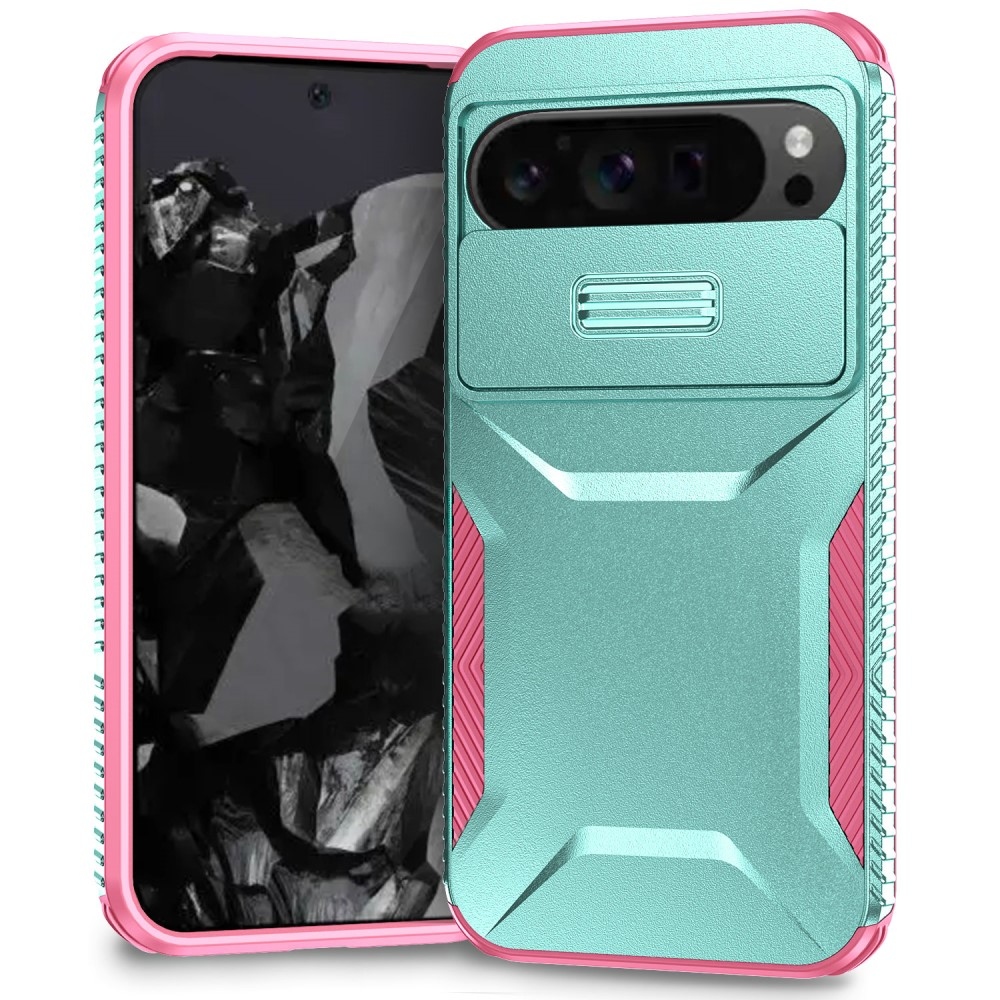 Lid odolný kryt na Google Pixel 9 Pro XL - modrozelený/růžový
