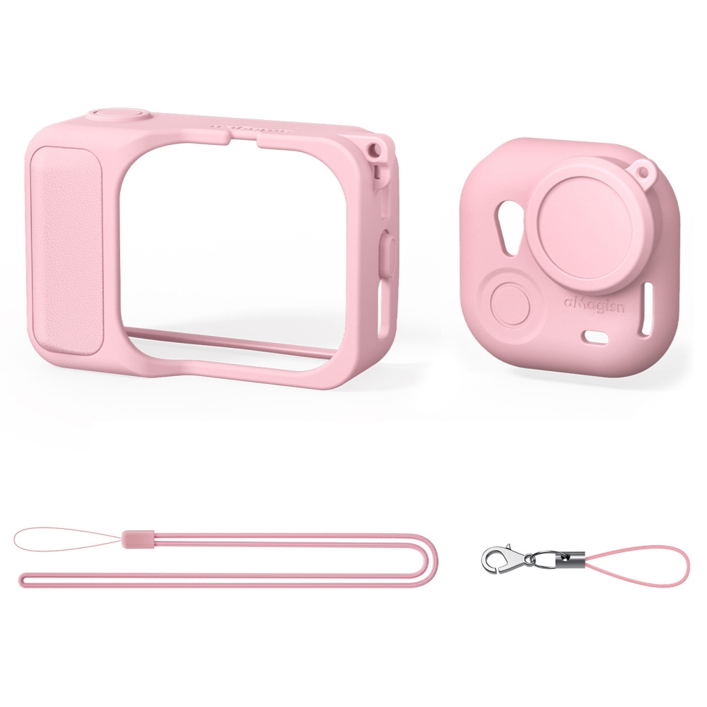 AMAGISN silikonové pouzdro s krytkou objektivu pro Insta360 GO Ultra - růžové