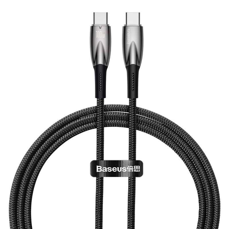 Baseus Glimmer Series Fast Charging Datový Kabel USB-C - USB-C 100W 1m Black