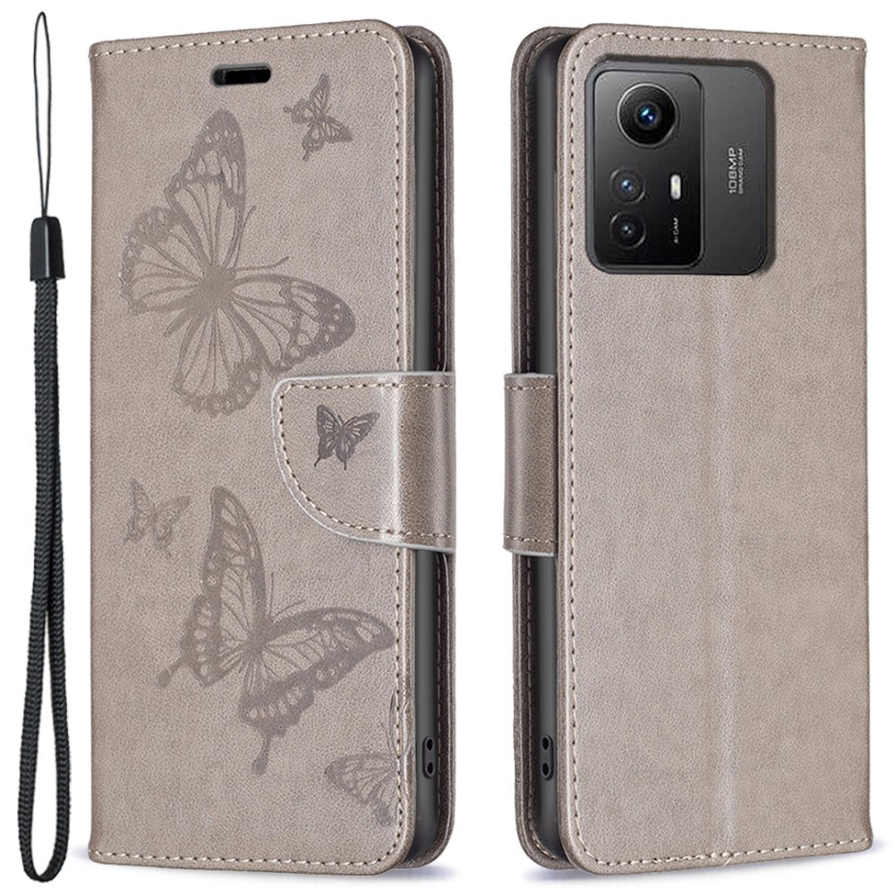 Butterfly knížkové pouzdro na Xiaomi Redmi Note 12S - šedé