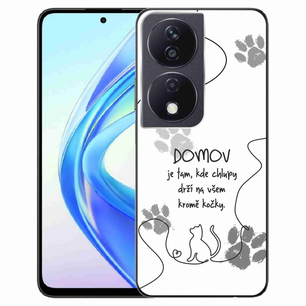 Gelový kryt mmCase na Honor X7b/Honor 90 Smart - kočičí motiv bílé pozadí