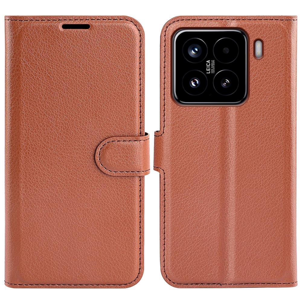 Litchi knížkové pouzdro na Xiaomi 15 - hnědé