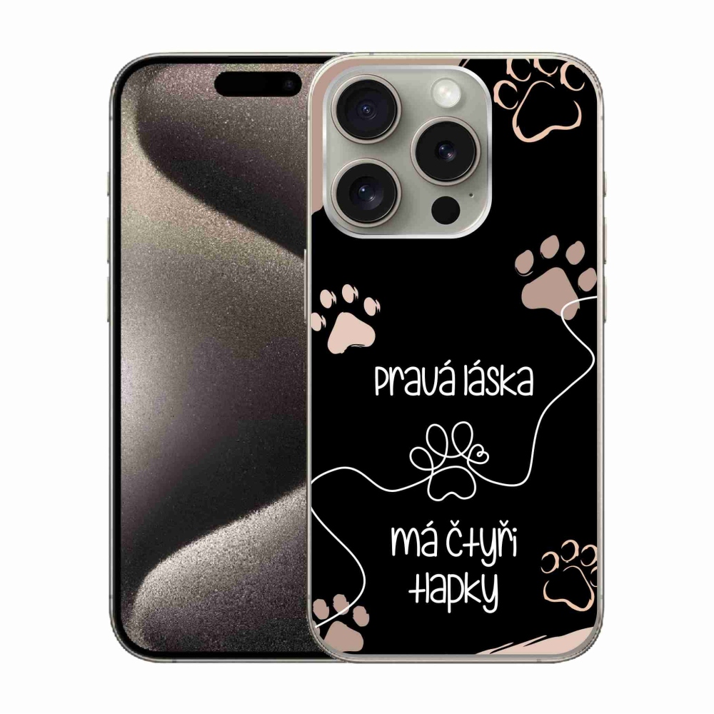Gelový kryt mmCase na iPhone 15 Pro - psí motiv 1 černé pozadí