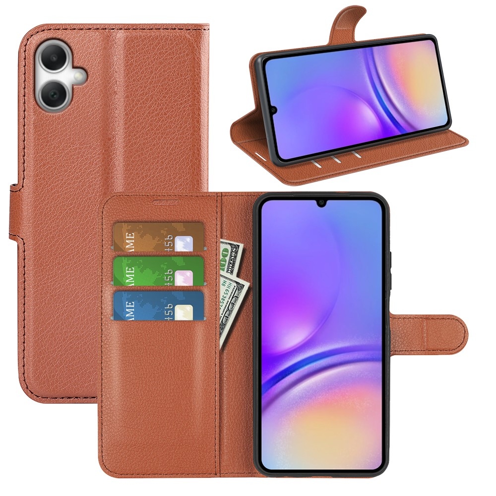 Litchi knížkové pouzdro na Samsung Galaxy A07 4G - hnědé