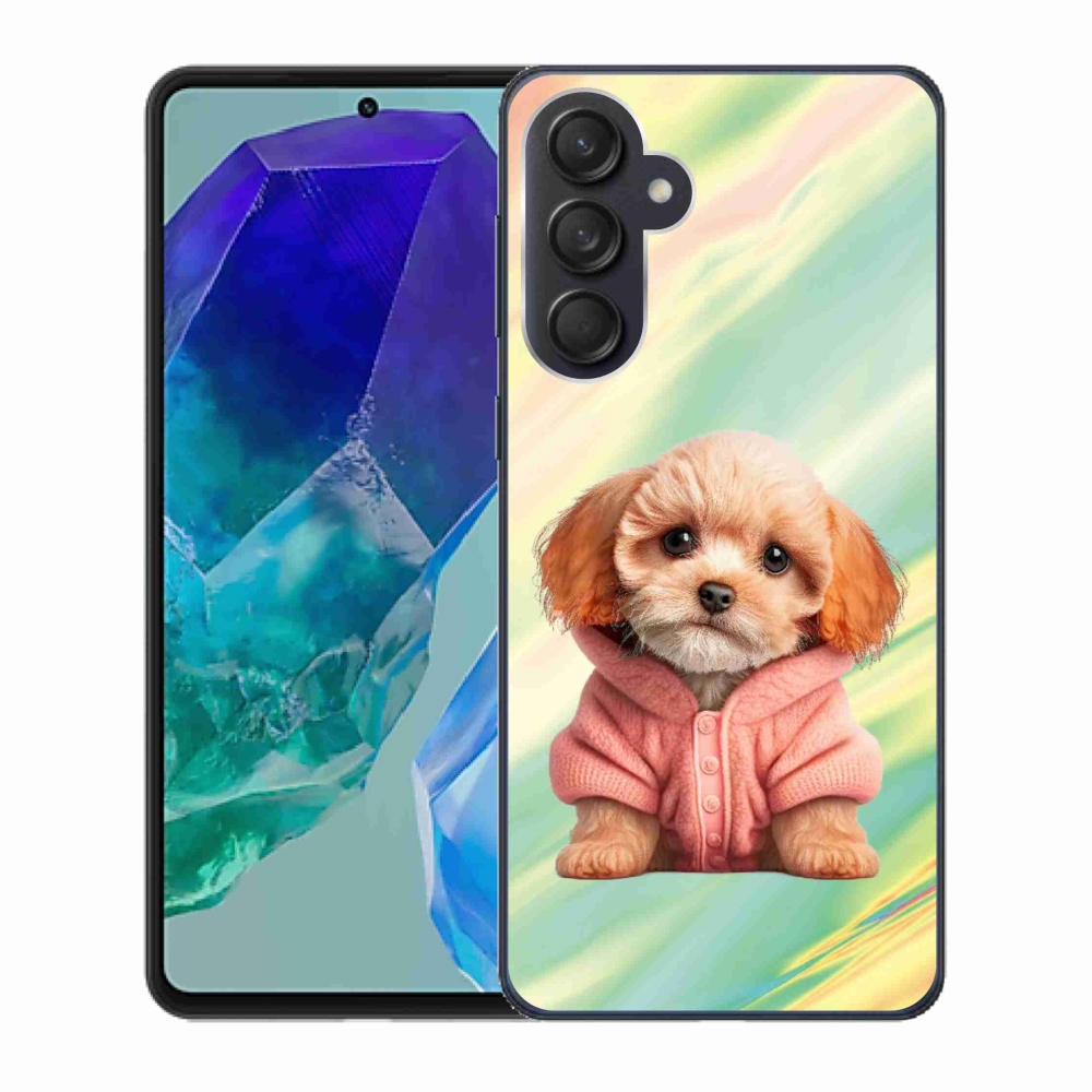 Gelový kryt mmCase na Samsung Galaxy M55 5G - štěně ve svetru