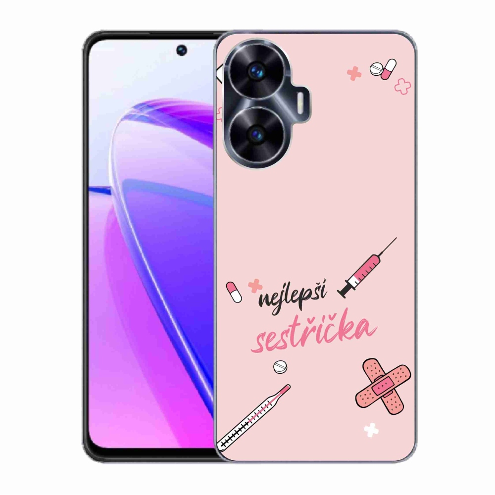 Gelový kryt mmCase na Realme C55 - nejlepší sestřička růžové pozadí