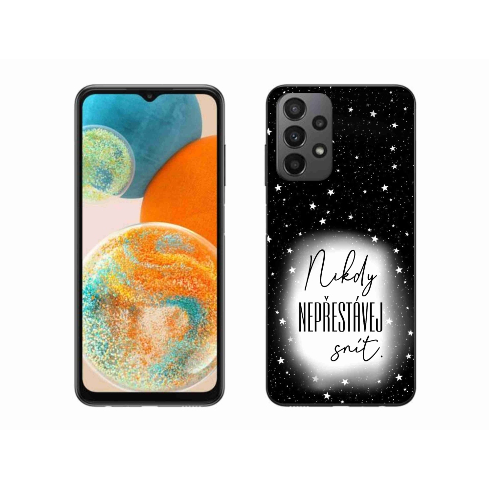 Gelový kryt mmCase na Samsung Galaxy A23 4G/5G - citát 1 bíločerné pozadí