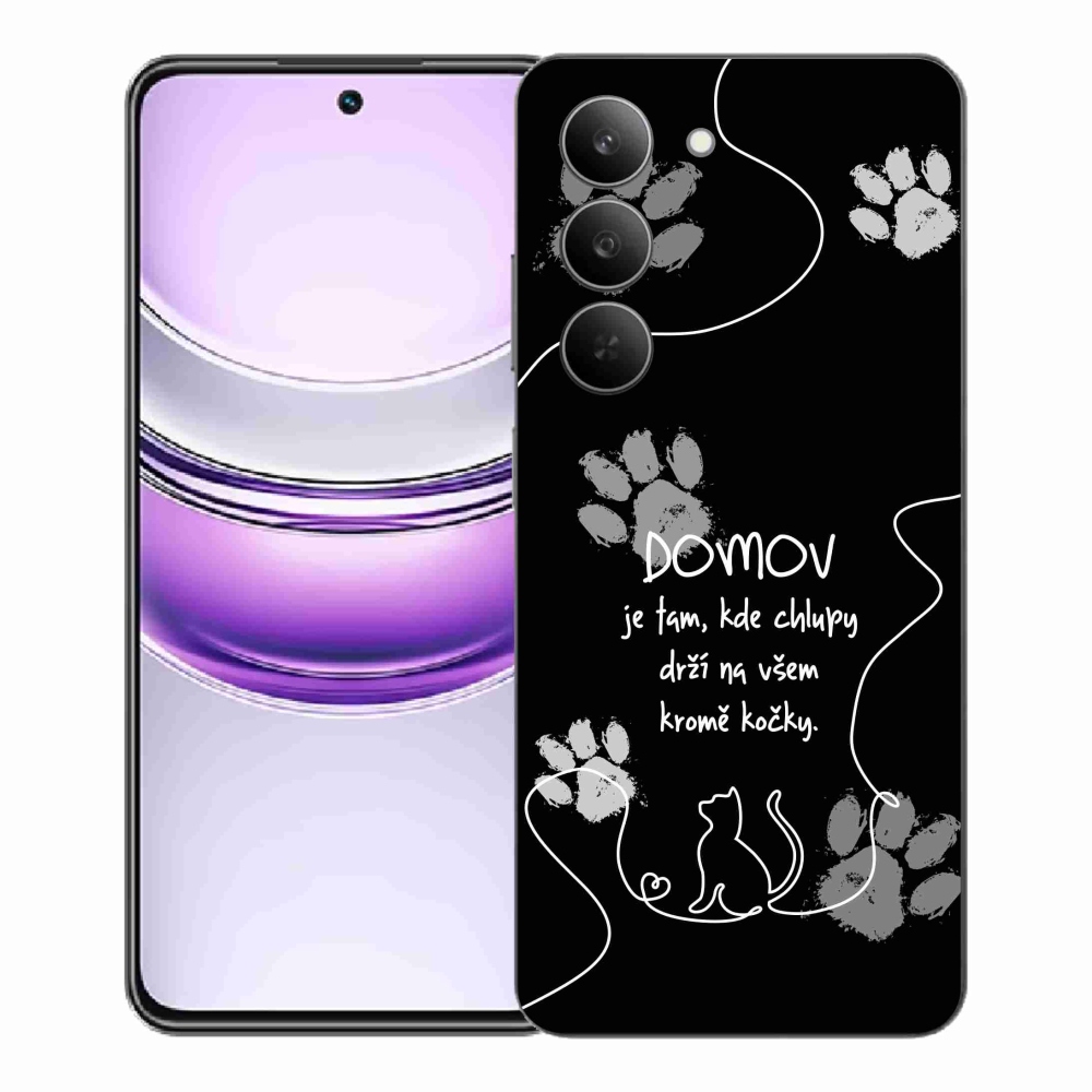 Gelový kryt mmCase na Realme 14x 5G - kočičí motiv černé pozadí