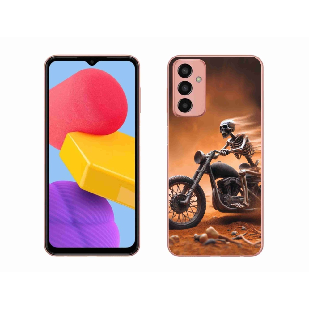Gelový kryt mmCase na Samsung Galaxy M13 - kostra na motorce