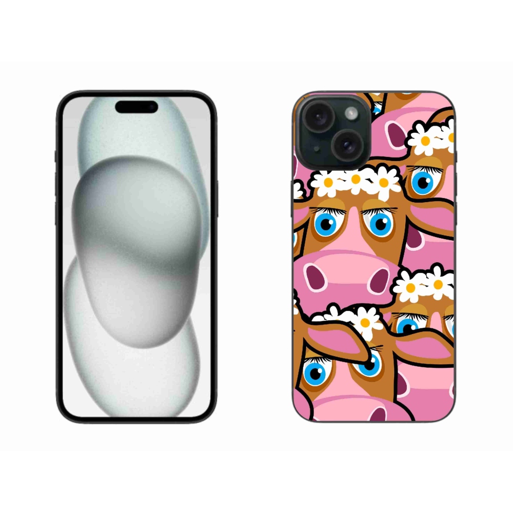 Gelový kryt mmCase na iPhone 15 Plus - kreslené kravičky