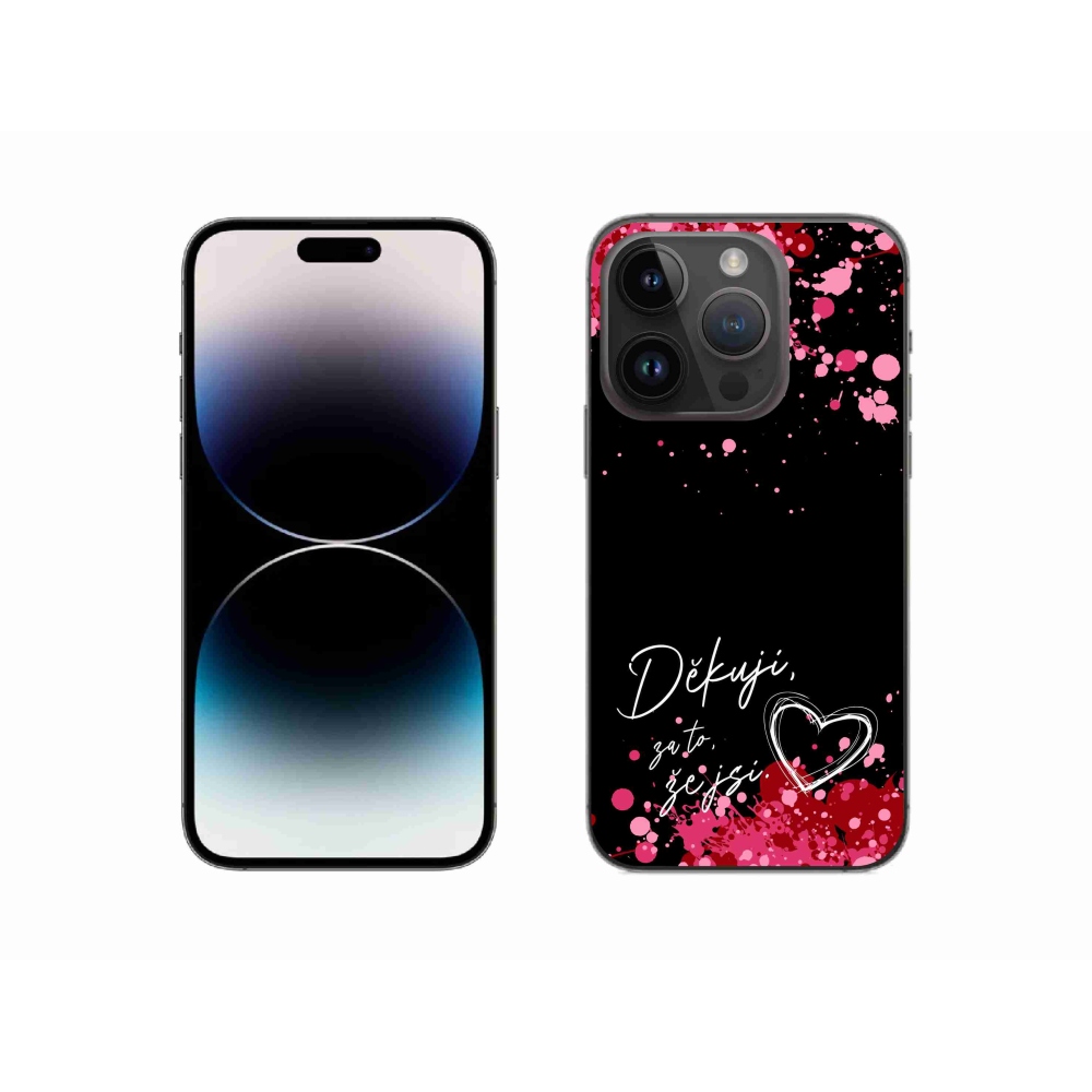 Gelový kryt mmCase na iPhone 14 Pro 6.1 - zamilovaný text 2 černé pozadí