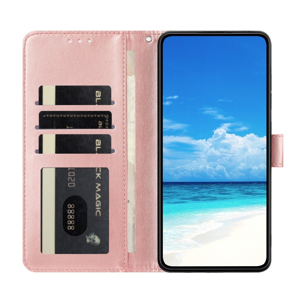Floral Butterfly knížkové pouzdro na Xiaomi Redmi A5 (171.7x77.8x8.3mm) - růžovozlaté
