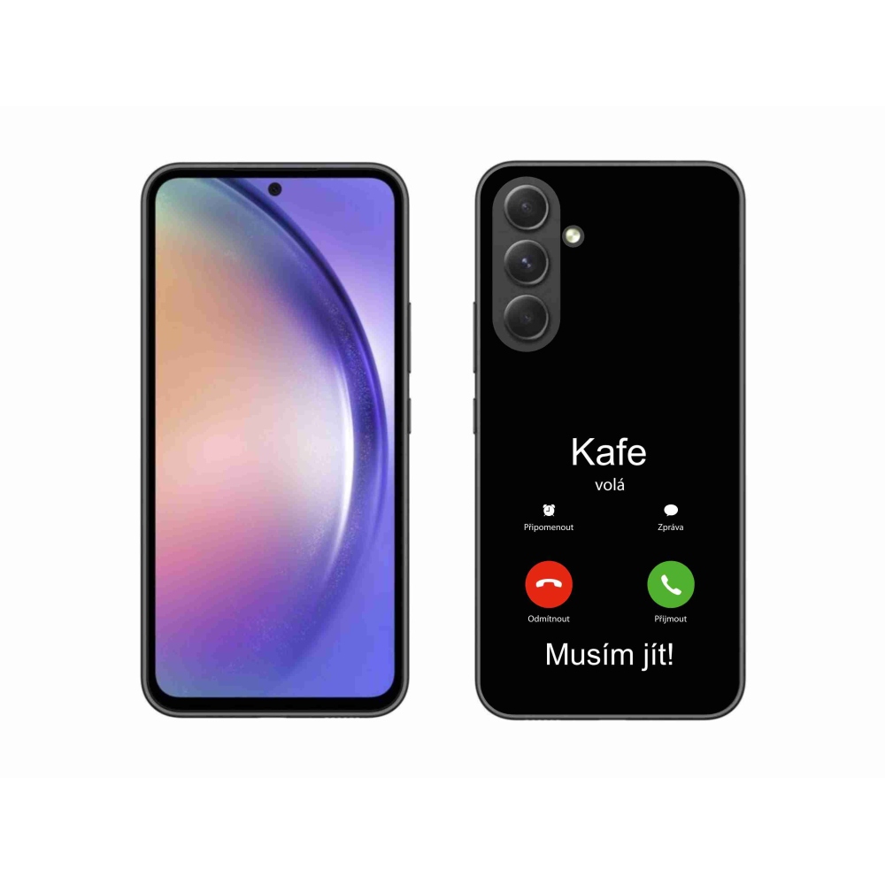 Gelový kryt mmCase na Samsung Galaxy A54 5G - kafe volá černé pozadí