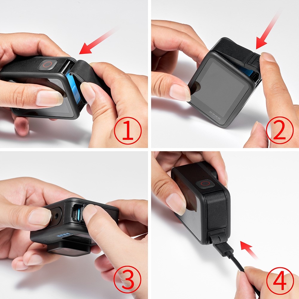 Silikonový ochranný obal s boční krytkou pro GoPro Hero 13/12/11/10/9 – modrý