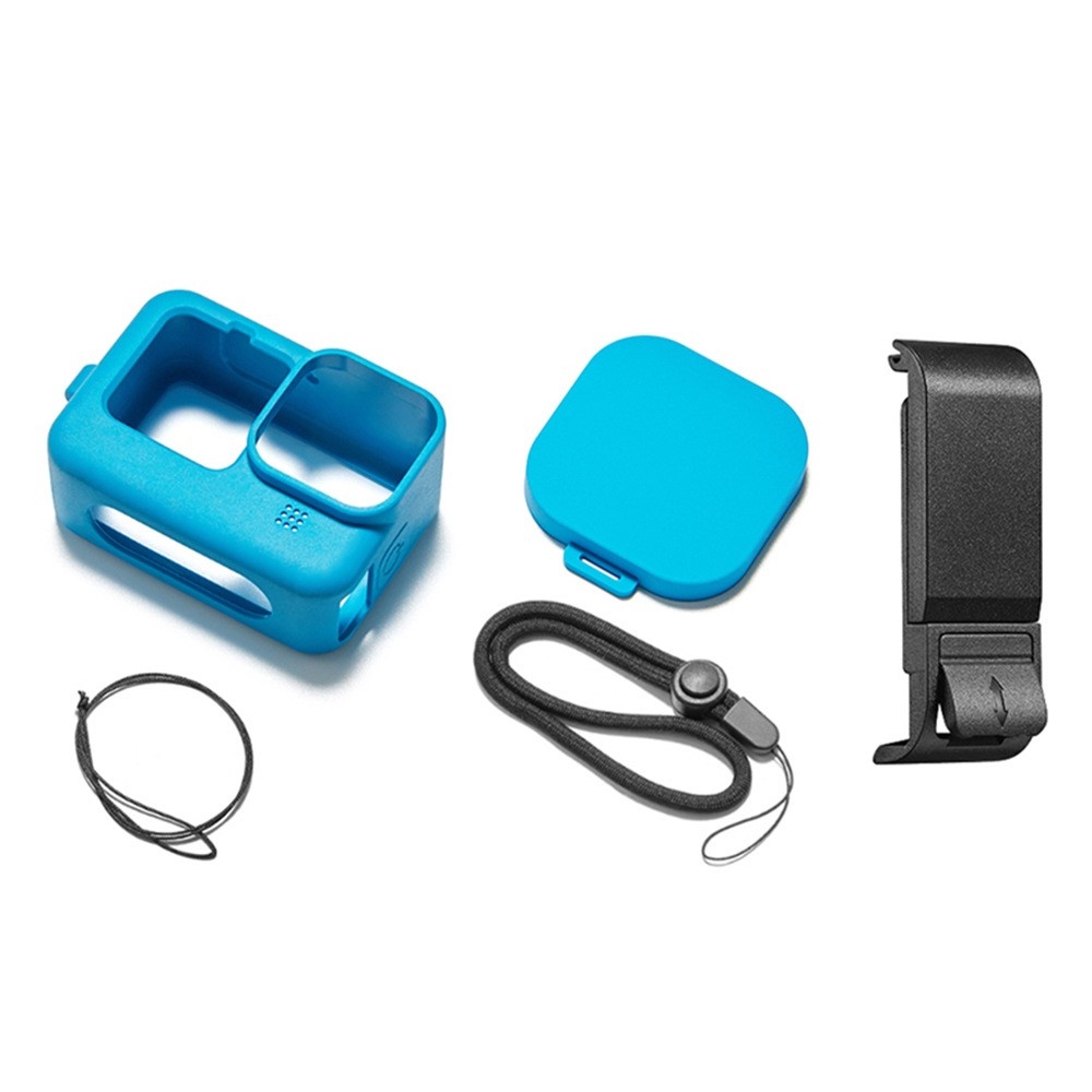 Silikonový ochranný obal s boční krytkou pro GoPro Hero 13/12/11/10/9 – modrý