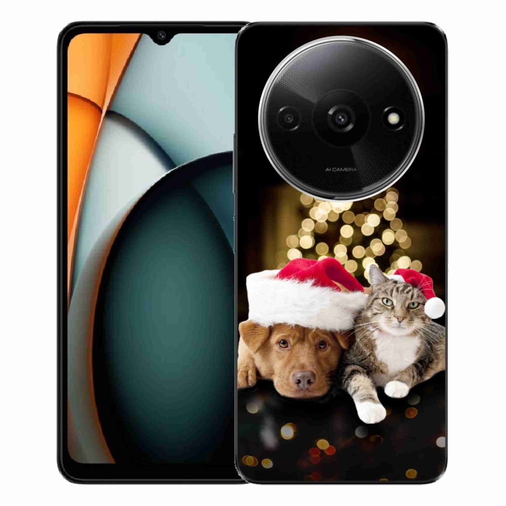 Gelový kryt mmCase na Xiaomi Redmi A3 - vánoční pes a kočka