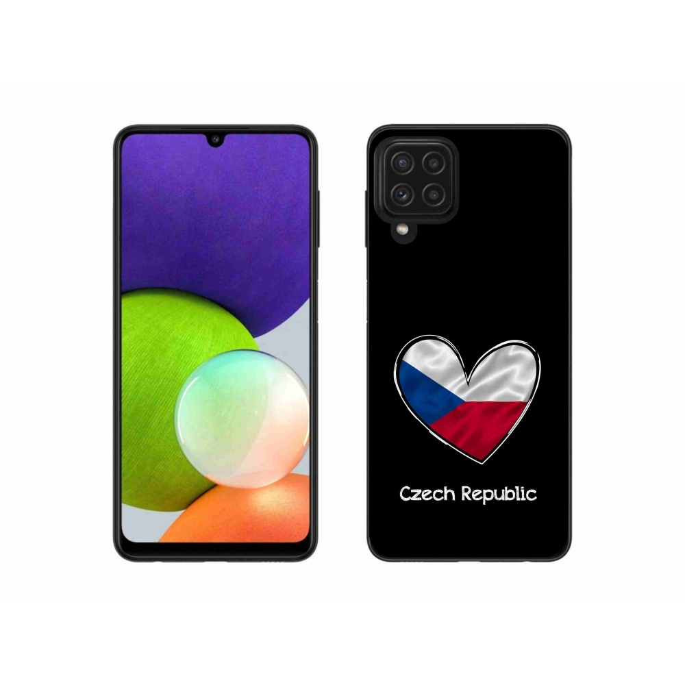 Gelový kryt mmCase na Samsung Galaxy A22 4G - vlajka srdce černé pozadí