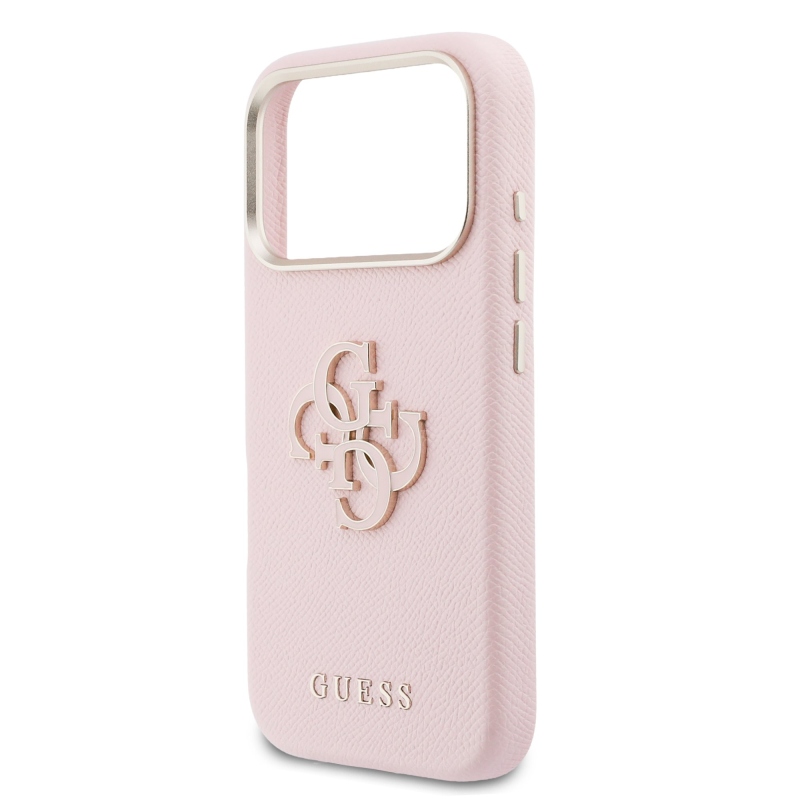 Guess PU Resin Logo Zadní Kryt pro iPhone 17 Pro Pink