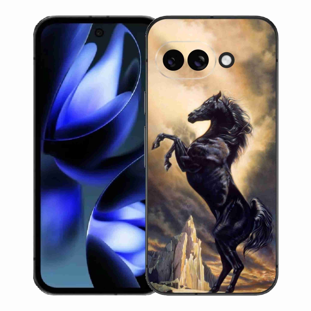 Gelový kryt mmCase na Google Pixel 9a - černý kreslený kůň