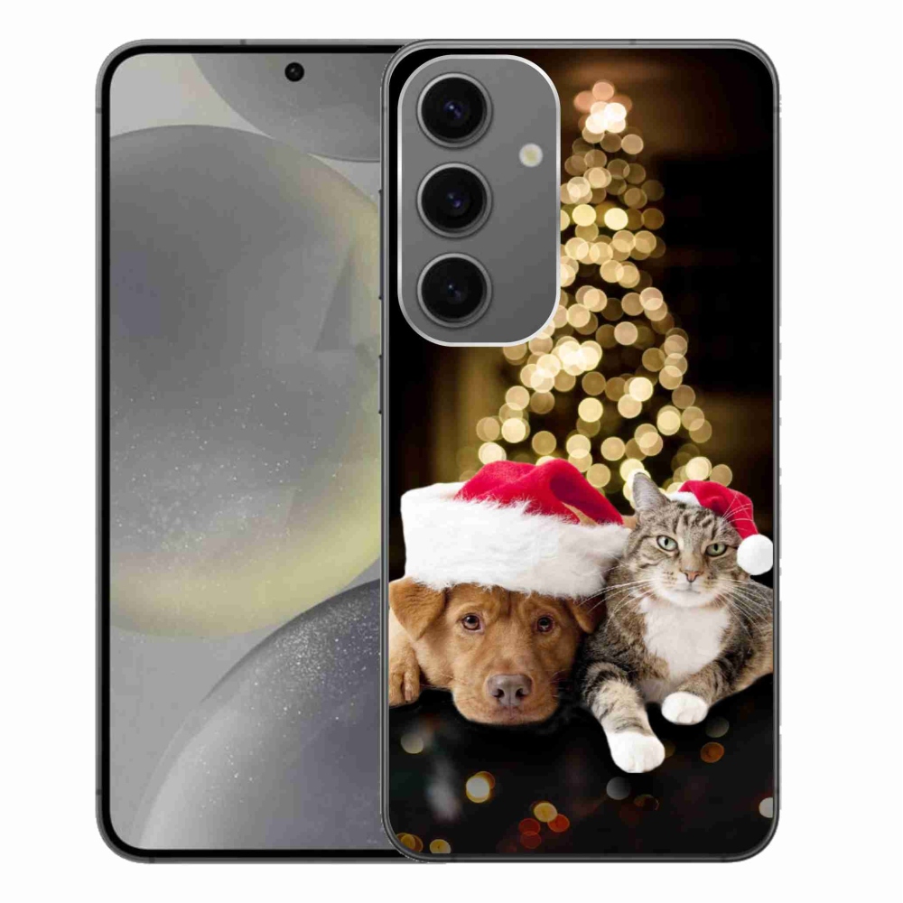 Gelový kryt mmCase na Samsung Galaxy S24+ - vánoční pes a kočka