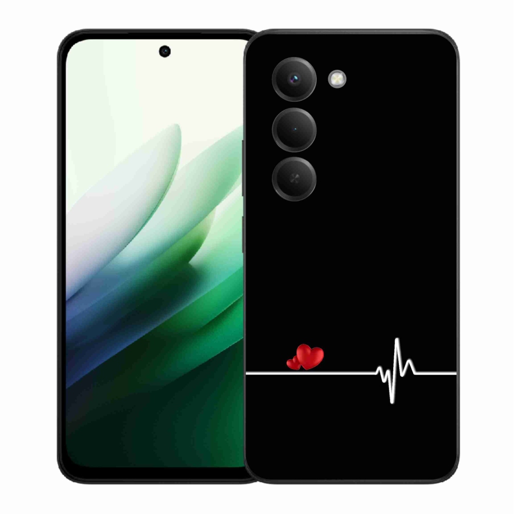 Gelový kryt mmCase na Xiaomi Redmi 15 5G - srdce a tep černé pozadí