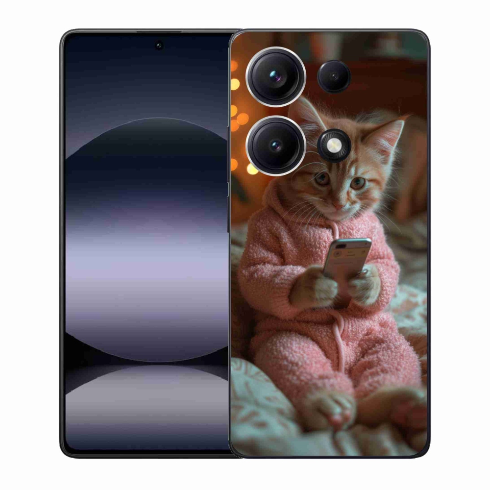 Gelový kryt mmCase na Xiaomi Redmi Note 14S - kotě s mobilem
