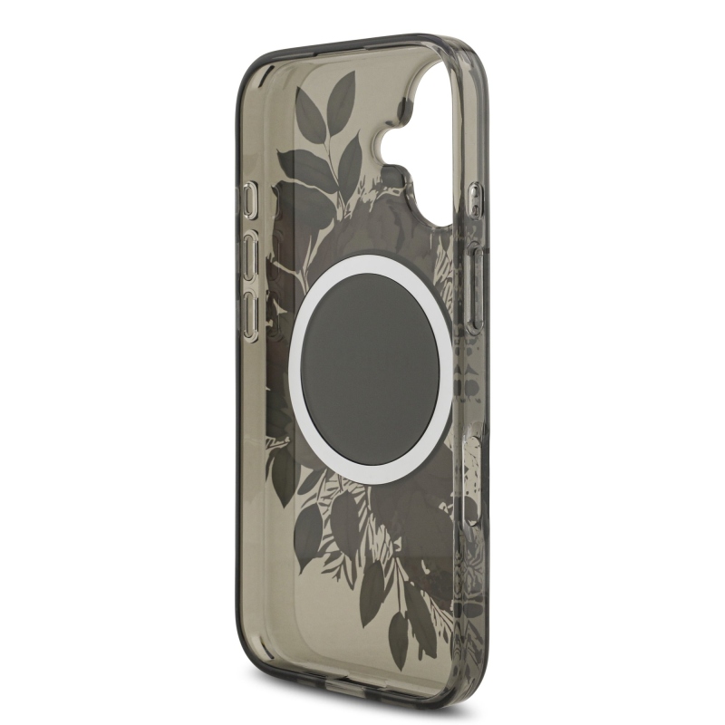 Guess IML Flowers Strap MagSafe Zadní Kryt pro iPhone 17 Black