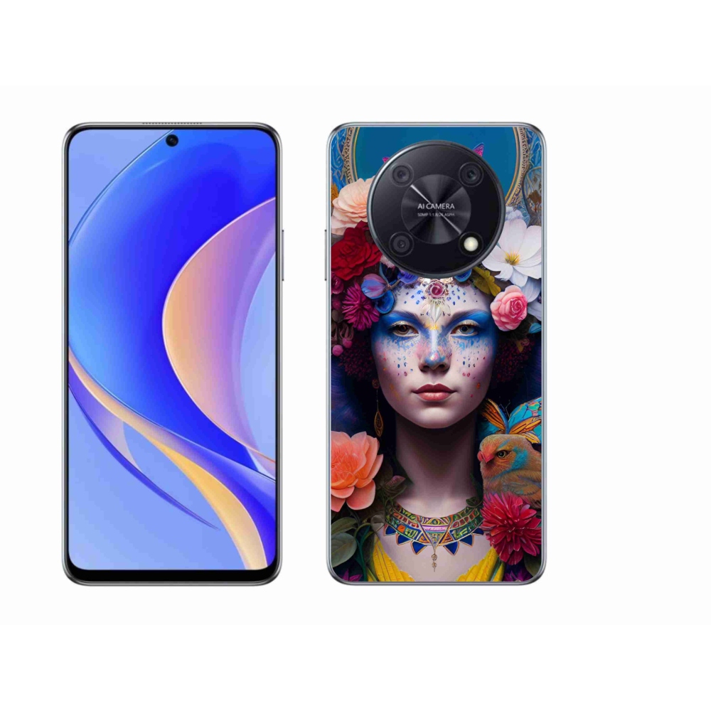 Gelový kryt mmCase na Huawei Nova Y90 - žena s květinami