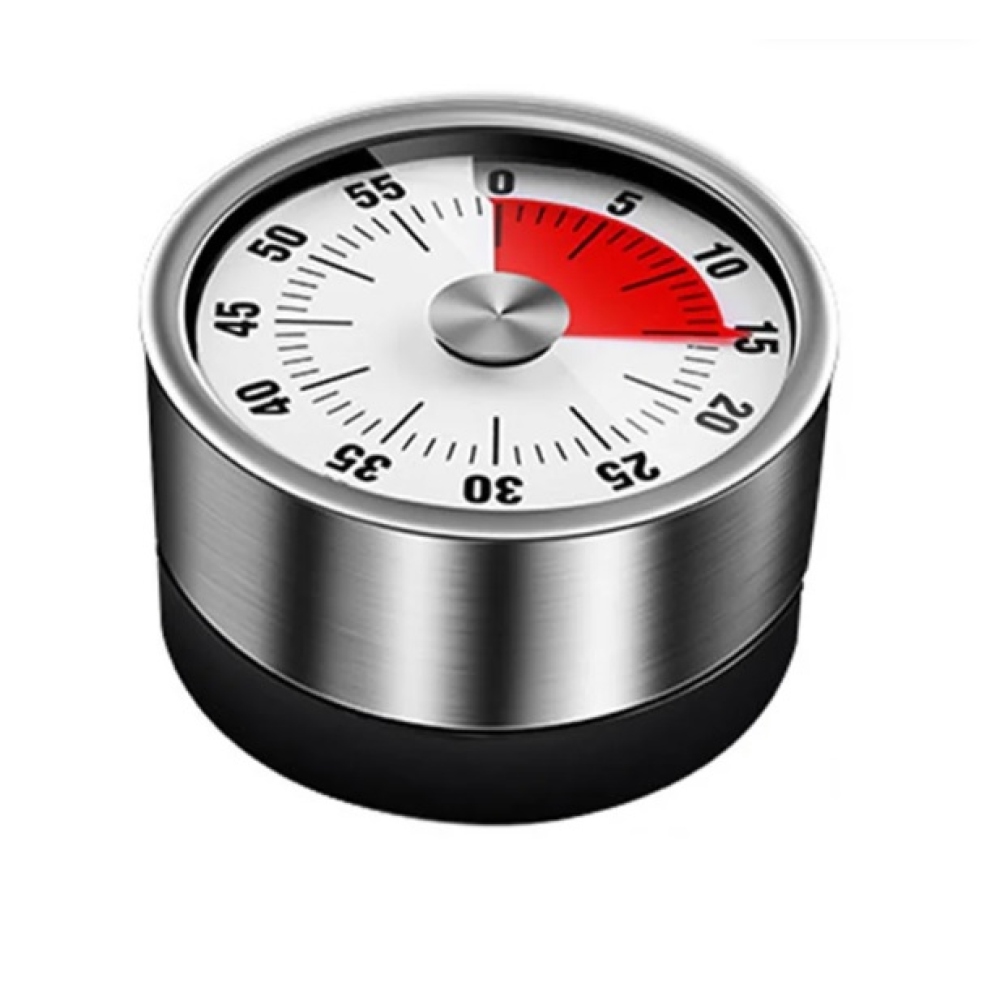 Mechanický kuchyňský časovač z nerezové oceli - bílý