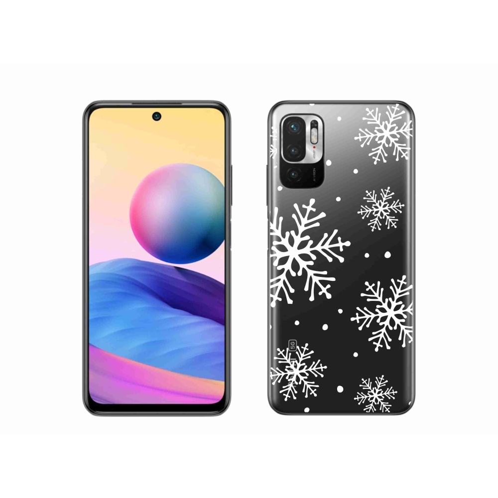 Gelový kryt mmCase na Xiaomi Poco M3 Pro/5G - bílé vločky na průhledném pozadí