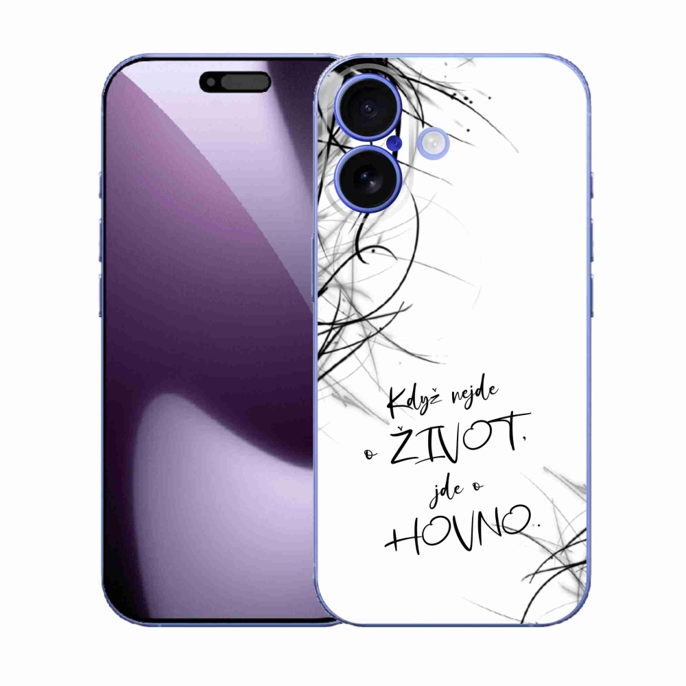 Gelový kryt mmCase na iPhone 17 - vtipný text 16 bílé pozadí