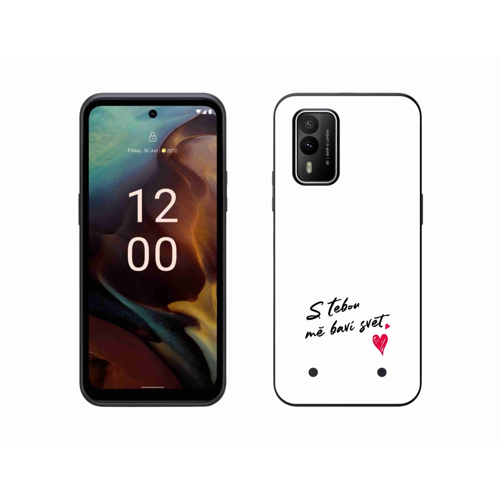 Gelový kryt mmCase na Nokia XR21 - zamilovaný text 1 bílé pozadí