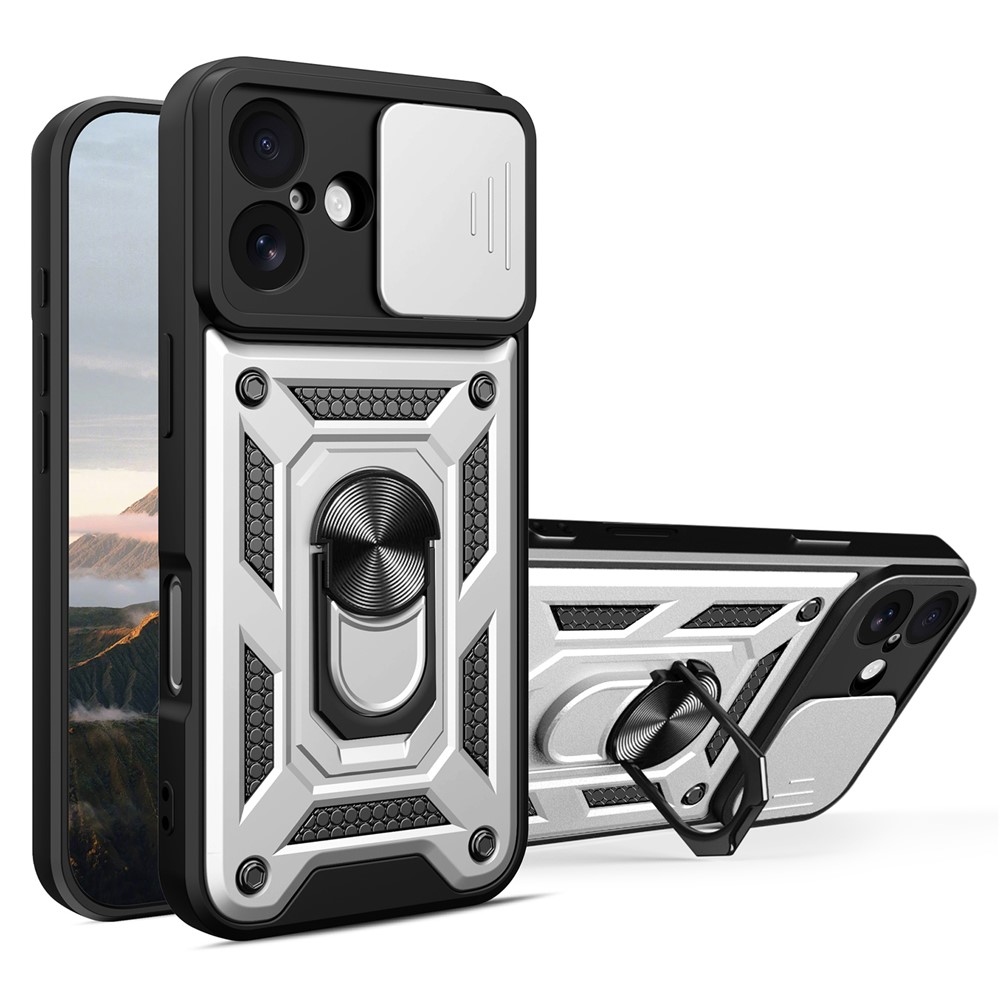 Ring odolný kryt na iPhone 17 - stříbrný
