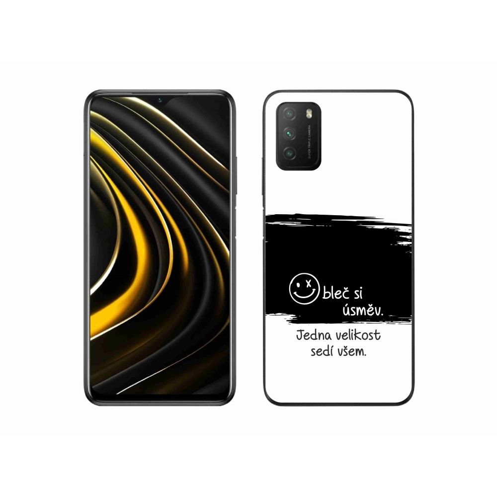 Gelový kryt mmCase na Xiaomi Poco M3 - vtipný text 8 černobílé pozadí