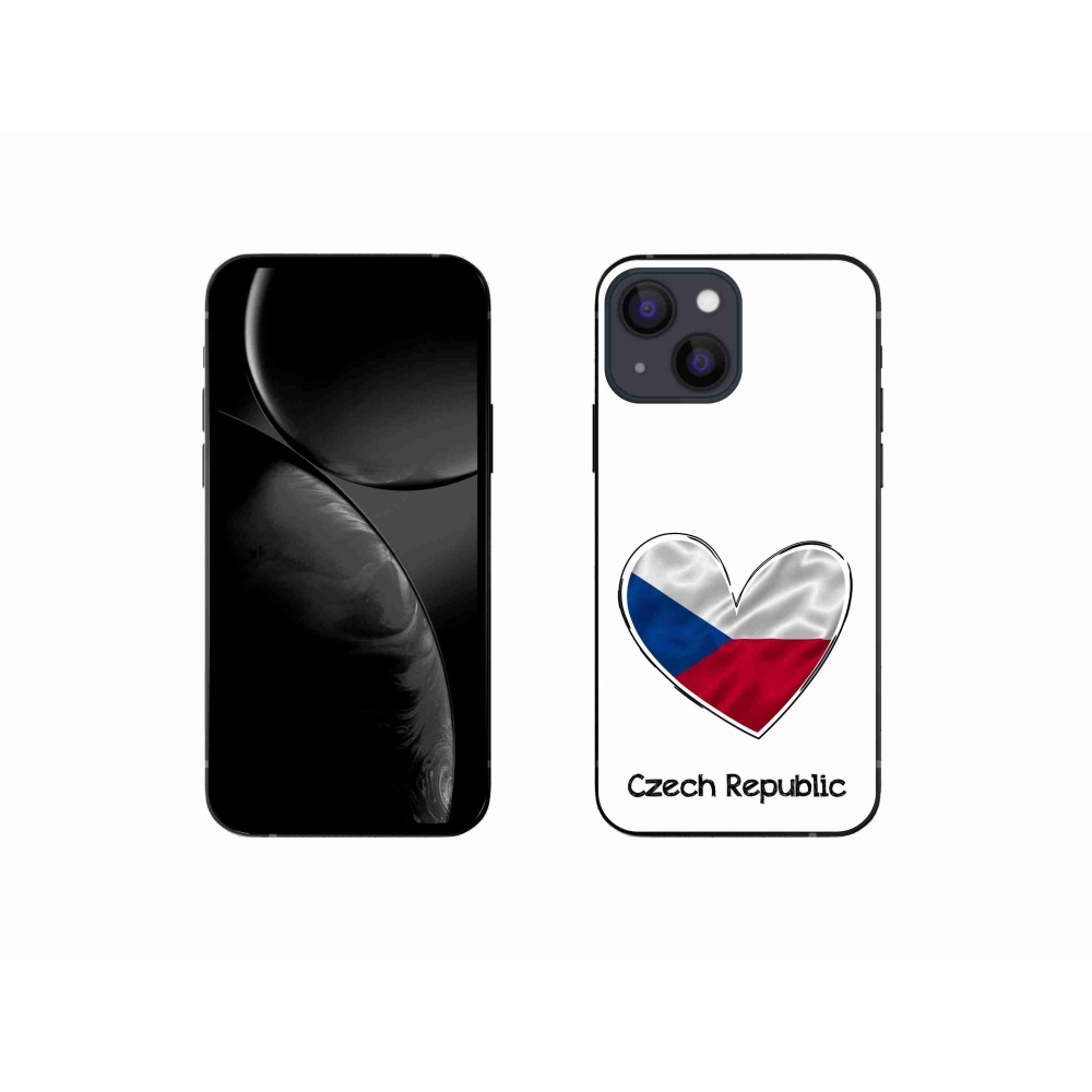 Gelový kryt mmCase na iPhone 13 mini 5.4 - vlajka srdce bílé pozadí