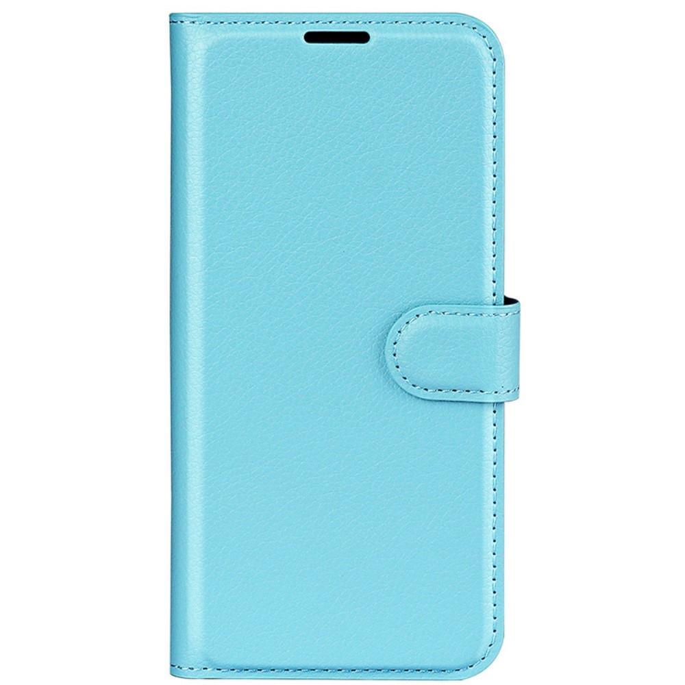Litchi knížkové pouzdro na iPhone 16 - modré