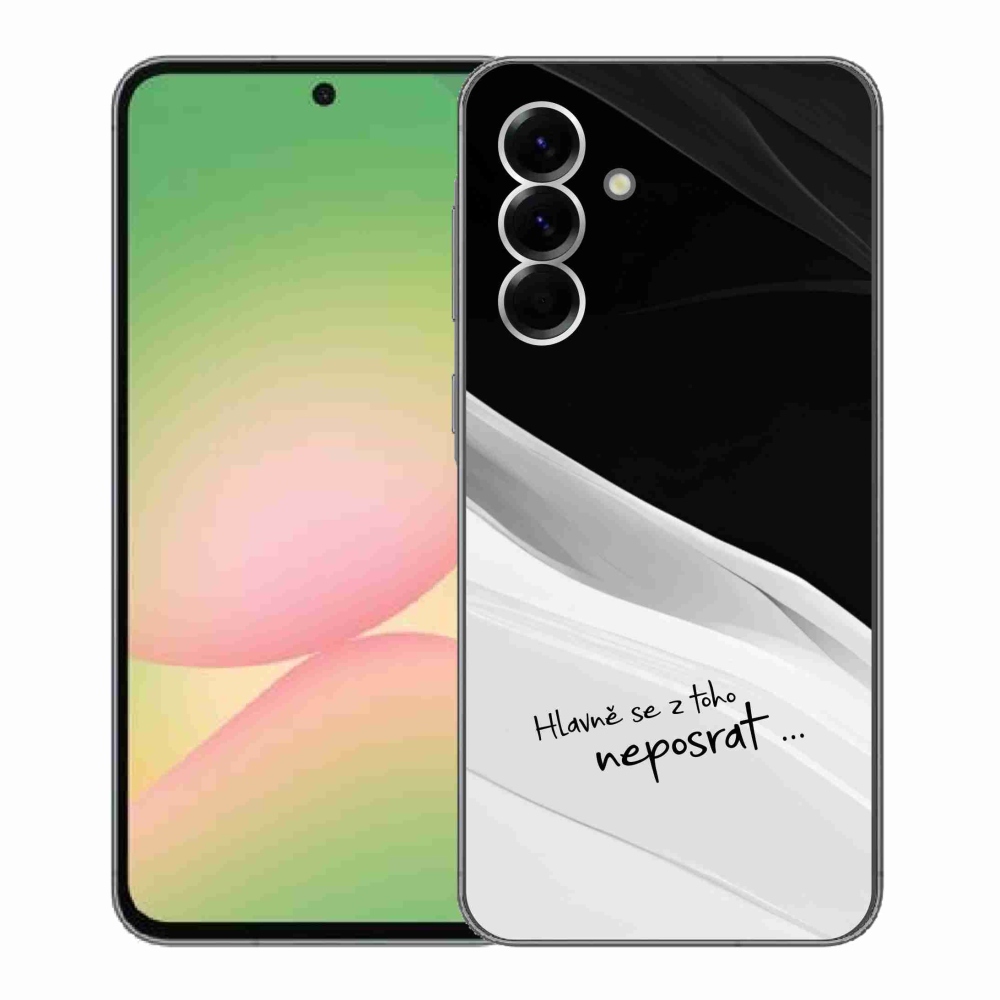 Gelový kryt mmCase na Samsung Galaxy A56 5G - vtipný text 13 bíločerné pozadí
