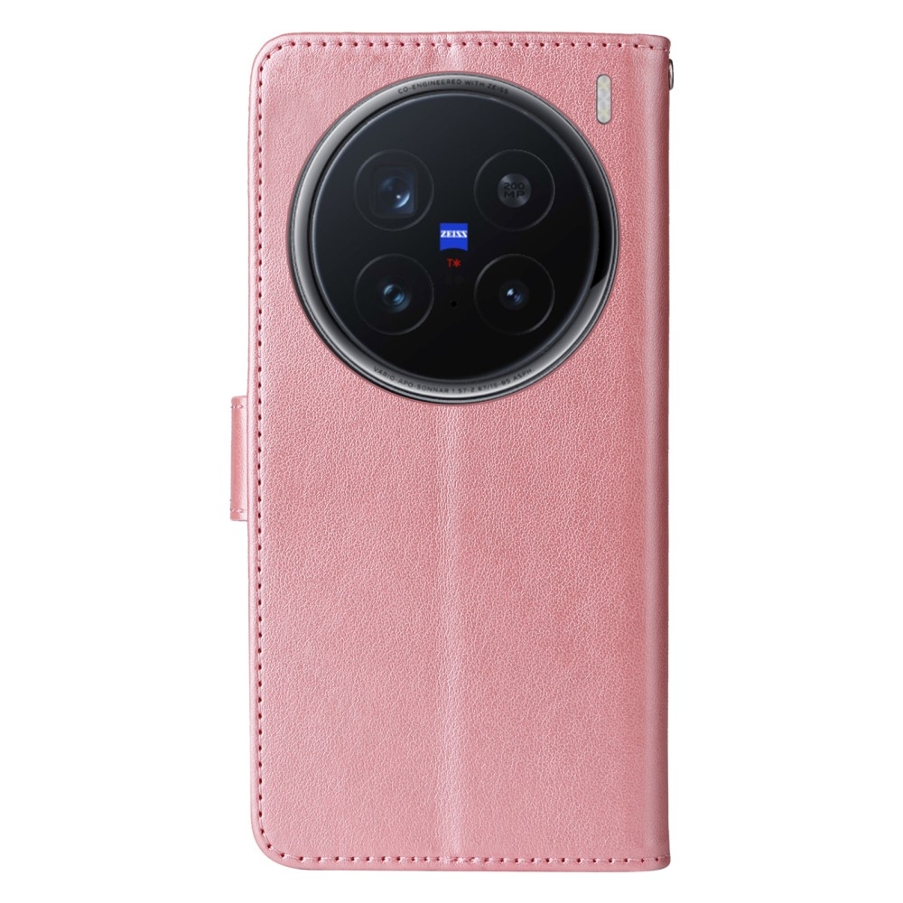 Flowery knížkové pouzdro na Vivo X200 Pro 5G - růžové