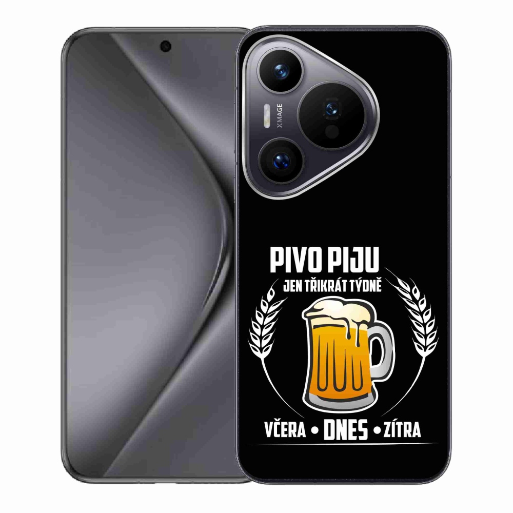 Gelový kryt mmCase na Huawei Pura 70 - pivní motiv černé pozadí