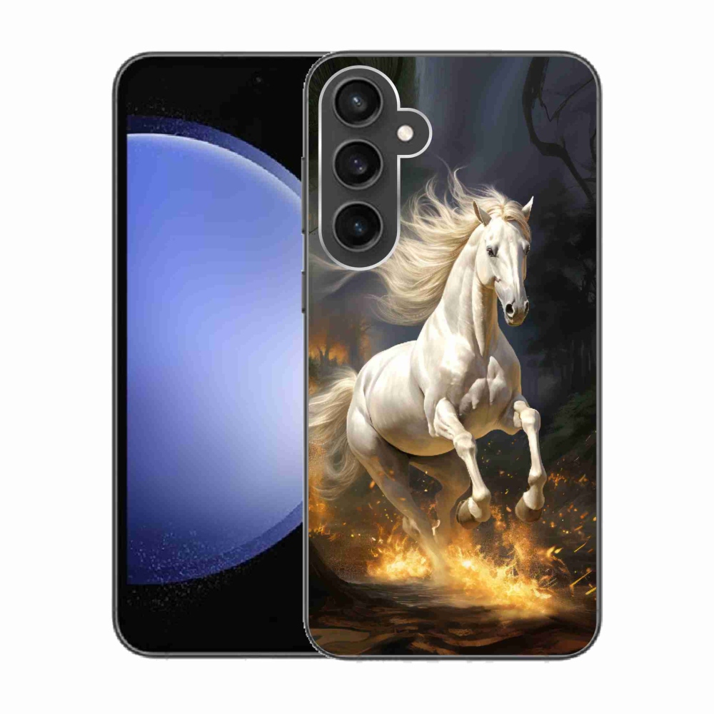 Gelový kryt mmCase na Samsung Galaxy S23 FE - bílý kůň 2