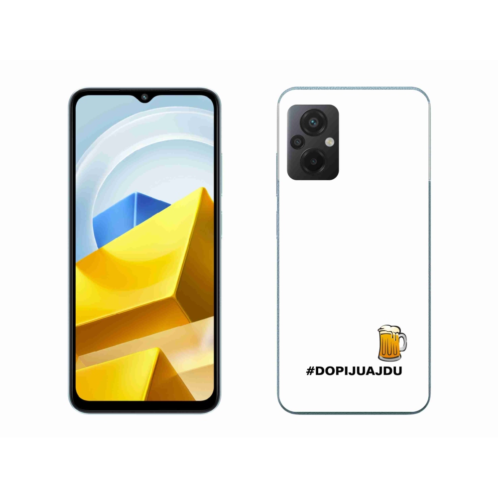 Gelový kryt mmCase na Xiaomi Poco M5 4G - pivní motiv 1 bílé pozadí